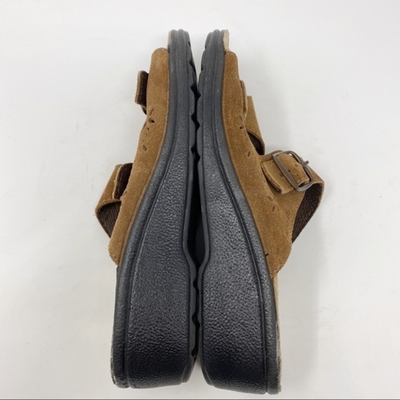 Fly Flot Suede Leather Buckle Sandals Brown 8 - Picture 4 of 7